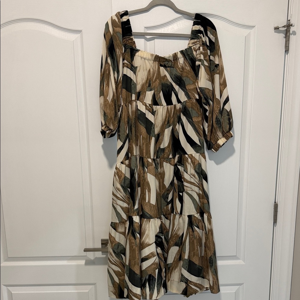 Tiered Square-Neck Midi Dress